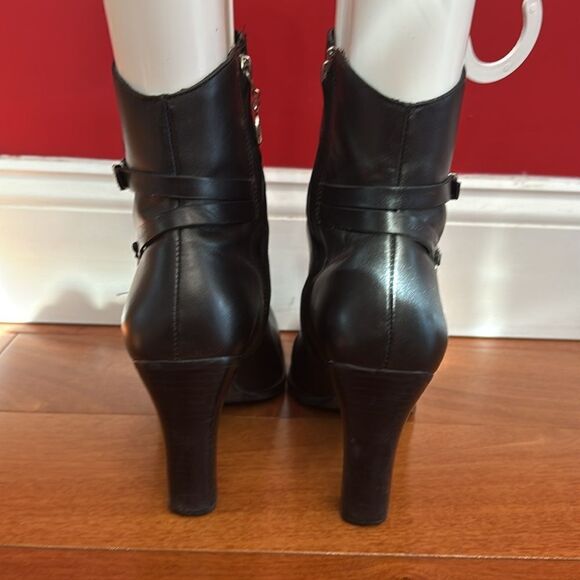 Harley Davidson Women Harness Ring Biker Heel Bootie 84333 Black Leather Sz 7.5 - Picture 6 of 11